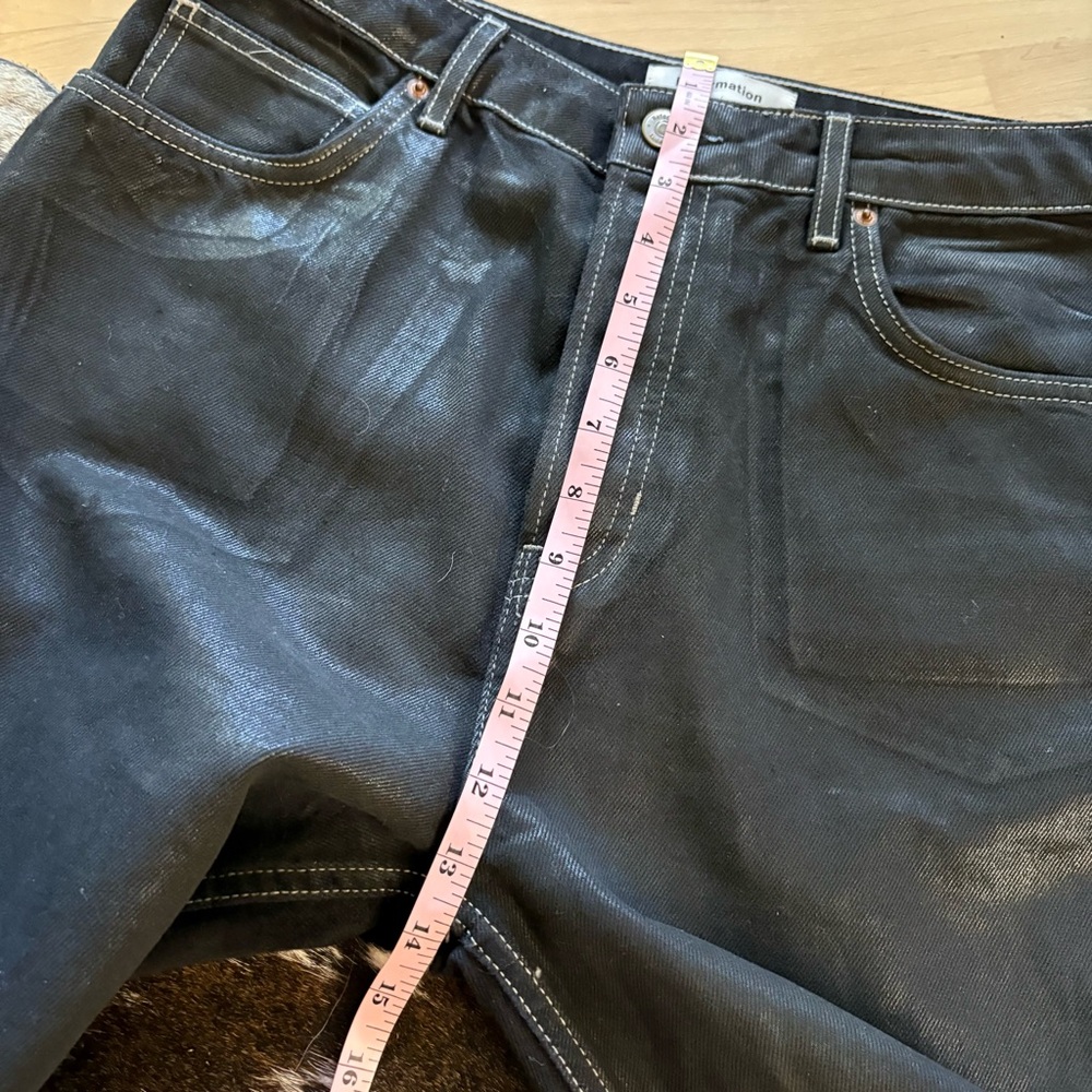 REFORMATION Cynthia High Rise Straight Jeans In Glossy Black Size 30 - Picture 9 of 10
